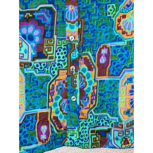 Vintage Artsy Old Money Coquette Edgy Stained-glass Abstract Button Cuffs Top - Picture 4 of 7